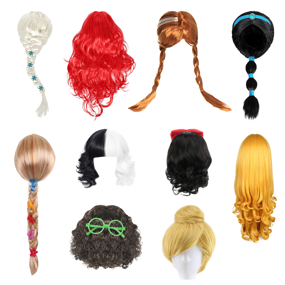 Meninas princesa cosplay peruc - Baby Clothing Dresser avaliação e preço