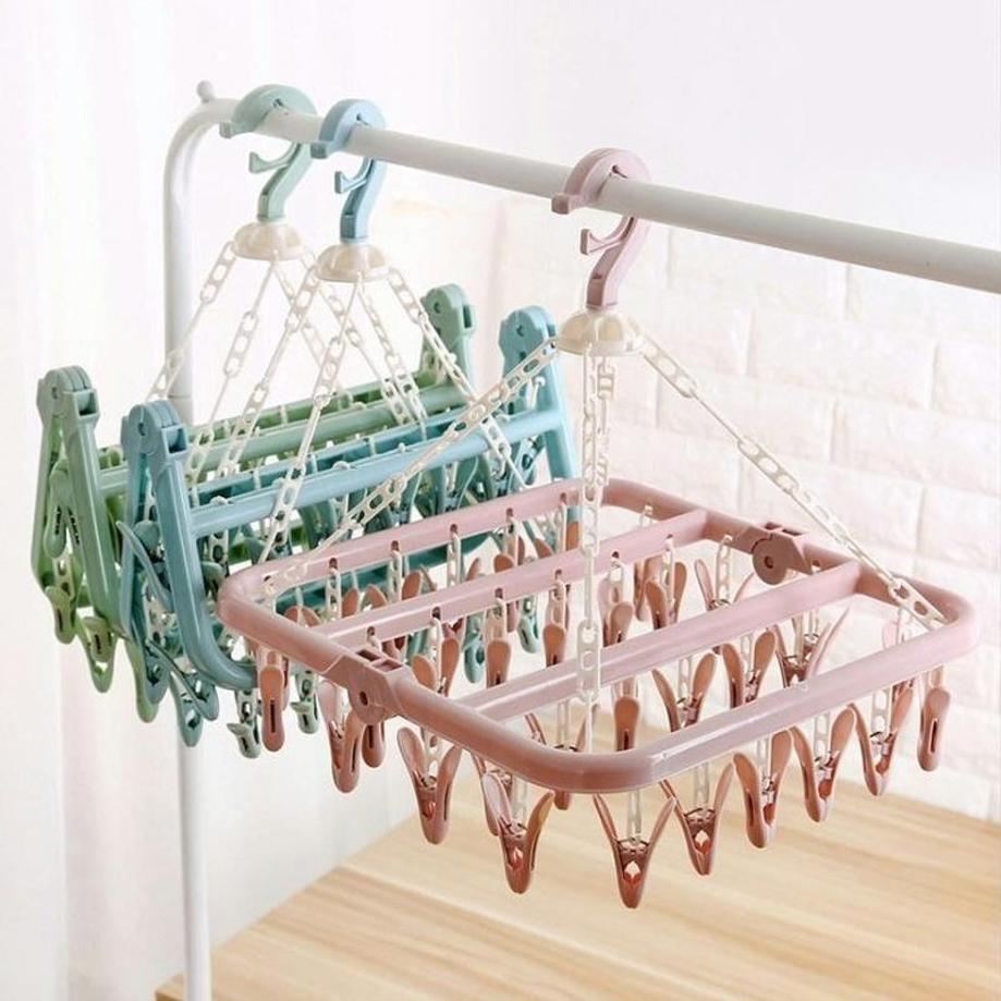1 Pcs 32 Clips Folding Clothes - Baby Clothing Hanging Rack avaliação e preço