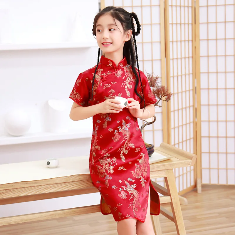 Verão crianças cheongsam moder - Baby Clothing Dresser avaliação e preço